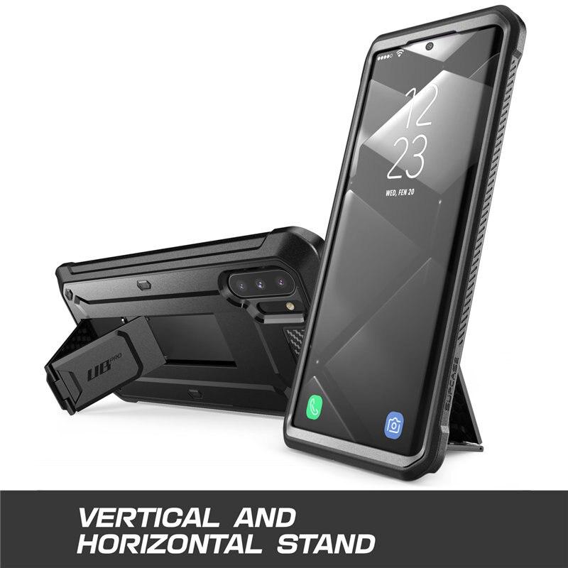 SUPCASE UB Pro Case for Samsung Galaxy Note 10 in black, showcasing rugged design and kickstand feature.